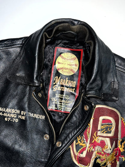 ZSuper Rare 90's Vintage (Rare) Original Leather Jacket, Embroidered (M/L)