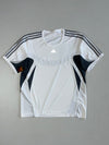 Adidas White and Grey Three Stripe Training Jersey (L)