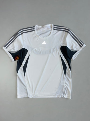 Adidas White and Grey Three Stripe Training Jersey (L)
