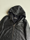 Meatpacking D. Black Leather Hooded Zip Jacket(S)