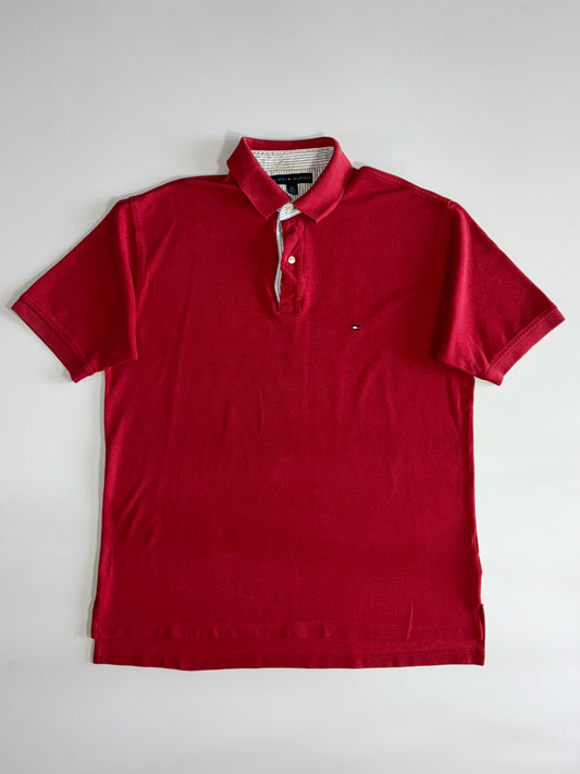 Tommy Hilfiger Striped-Placket Polo – Red (2XL)