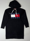 Vintage Tommy Jeans Black Flag Logo Hoodie Dress Women's (M/L)