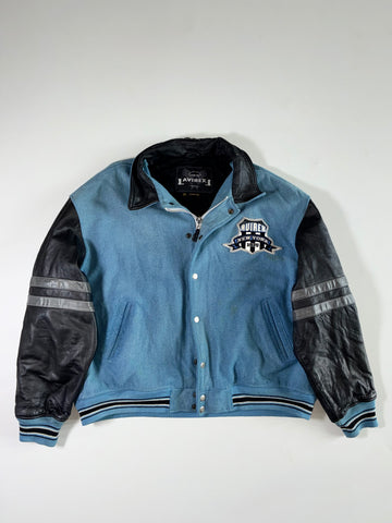 Avirex New York 1975 Patch Varsity Jacket in Blue & Black –(4XL)