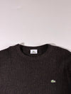 Lacoste | Dark Brown Chunky Rib Knit Wool Sweater – Croc Logo | (XL/ 2XL)