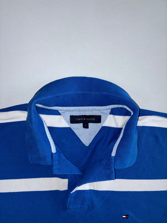 Tommy Hilfiger | Bold Stripe Piqué Polo | Royal Blue & White (XL)