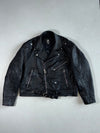 Rebel Rider by Just Brass Black Leather Double Rider Biker Jacket – Belted, Made in USA (L/XL)