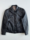 Vintage Genuine Leather Bomber Jacket with Epaulettes (S)