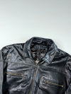 Vintage 90s Black Leather Bomber Jacket with Zip Chest Pockets (XL/2XL)