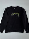Stüssy Stock Logo Embroidered Black Crewneck Sweatshirt (L/XL)