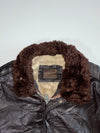 Cooper USA Brown Leather Bomber with Sherpa Collar (L)