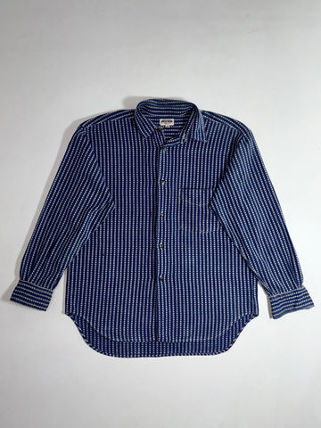 Vintage Guess Jeans Jacquard Stripe Long Sleeve Shirt – Navy/White (M/L)