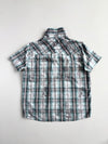Karv Teal Plaid Western Pearl Snap Shirt with Eagle Print (M)