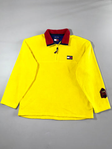 Vintage Tommy Hilfiger Yellow Fleece Quarter Zip Pullover (XL)