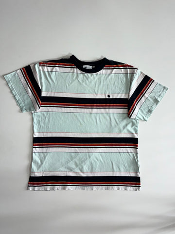 Carhartt WIP Multi-Stripe Crewneck T-Shirt – Mint/Navy/Rust (2XL)