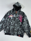 Crash House Skeleton Floral (Embroidered) Print Zip Hoodie (2XL)
