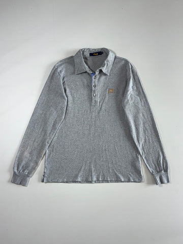 Vintage Fila Long Sleeve Polo Shirt – Grey (M)