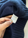 Vintage Chaps Crest Logo Chunky Knit Crewneck Sweater – Navy (L)