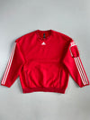 Adidas 3-Stripe Red Crewneck Sweatshirt with Sleeve Utility Pocket (S/M)