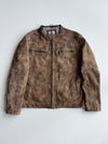 Angelo Litrico Crafted Goods Distressed Brown Leather Moto Jacket (XL)