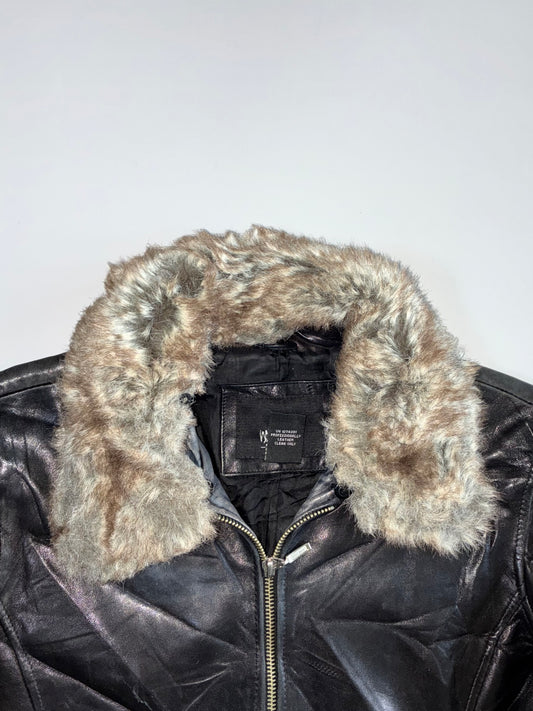 Massimo Premium Original (Detechable Furr Coller Leather Jacket (S)