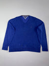 Tommy Hilfiger Cotton Silk V-Neck Sweater – Royal Blue (2XL/3XL)