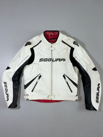 Segura White Racing Technology Pure Leather Jacket (PADDED) W/ Back hump (M/L)