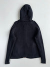 Schott NYC Chunky Rib Knit Zip-Up Hooded Sweater(M)