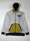Vintage Adidas Grey Striped Trefoil Zip-Up Hoodie (XL)