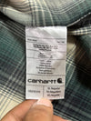 Carhartt Shadow Plaid Flannel Shirt – Green/Cream, Custom Heart Patches (2XL)