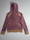 Y2K Acid Wash Velour Zip Hoodie – Dusty Pink/Gold (S)