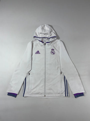 Adidas Real Madrid White Full-Zip Hoodie (S)