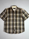Vintage Timberland Weathergear Short Sleeve Plaid Shirt – Olive/Cream (L)