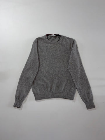 Moncler Grey Wool Crewneck Knit Sweater (S)