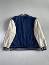 Route 66 Denim & Cream Varsity Jacket Leather Sleeves (2XL)