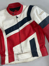 Vintage 90s Fieldsheer by Nelson-Rigg Leather Racing Jacket – Red/White/Navy – Made in Korea (S)