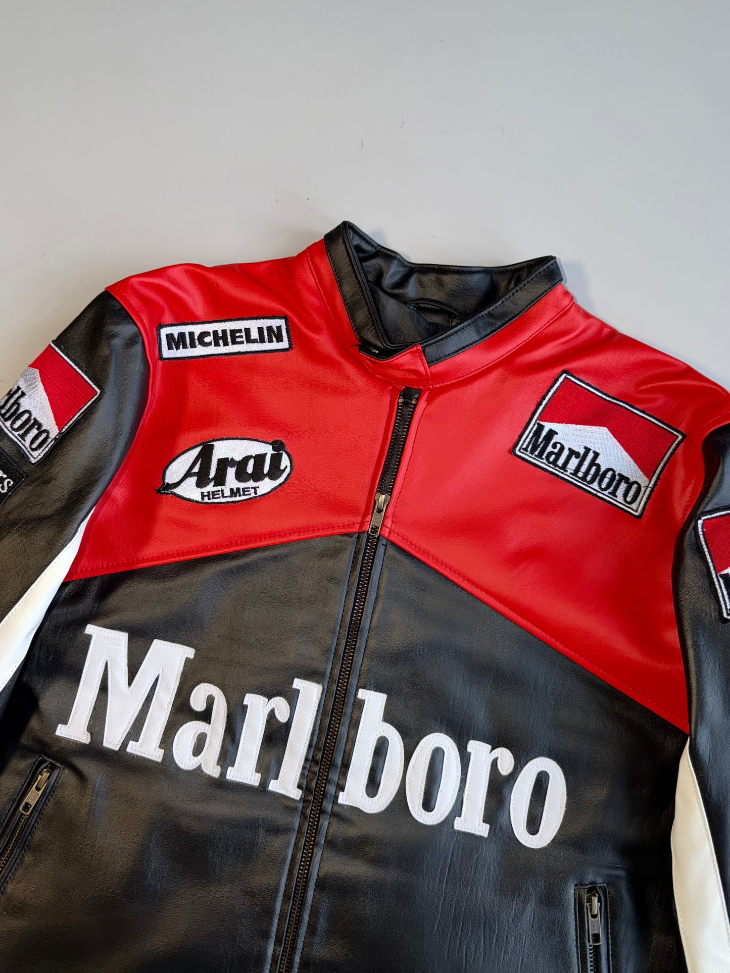 !                          Ultra Premium Marlboro Brand New Leather Racing Jacket (S/M)