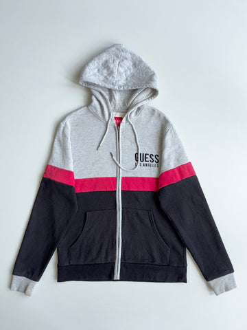 Guess Los Angeles Colorblock Grey Red Black Zip-Up Hoodie – (S)