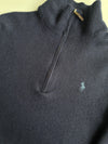 Polo Ralph Lauren Navy Quarter-Zip Knit Sweater (S)