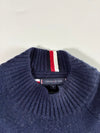 Tommy Hilfiger | Navy Merino Wool Mock Neck Sweater – Signature Stripe | (S/M)