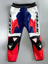 Dainese Pure Leather Moto Racing Pants  Red/White/Blue Colorblock Armored Knee Protection W/ Sliders (W:34 |L:40)