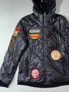 Jizobosatsu Outerwear Black Quilted Patchwork Bomber Jacket (S)