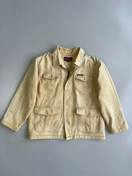 Vintage Marlboro Classics Country & Outdoors Cream Twill Chore Jacket Sherpa Fleece Lined (L)