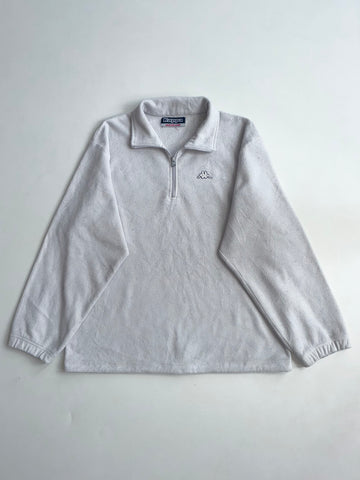 Vintage Kappa Light Grey Quarter Zip Fleece Pullover (XL)
