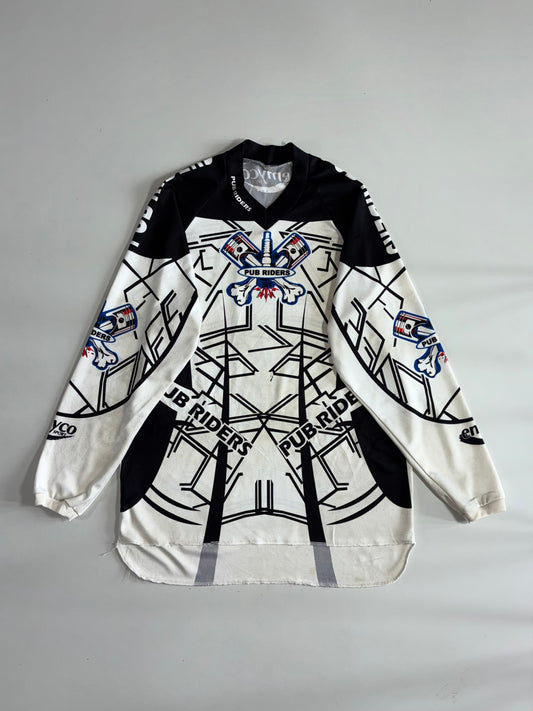 Pub Riders Vintage Motocross Racing Jersey – Black/White (L)