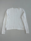 Lauren Ralph Lauren White Cable Knit Crewneck Sweater- (M)