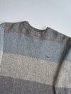 Lacoste Grey & Blue Colorblock Striped Knit Sweater (XL)