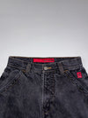 Vintage JNCO Jeans Black Wide-Leg Bulldog Embroidered Baggy Denim(W:28) (L:40)