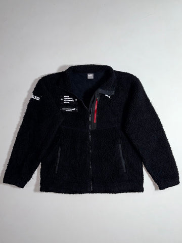Puma | Black Sherpa Fleece Patch Zip-Up Jacket (S)