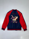 Vintage Eagle Embroidered Varsity Bomber Jacket Navy/Red (S)