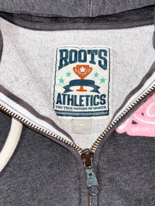 Roots Athletics Multi-Patch Zip Hoodie – Charcoal Grey Women’s (XS)